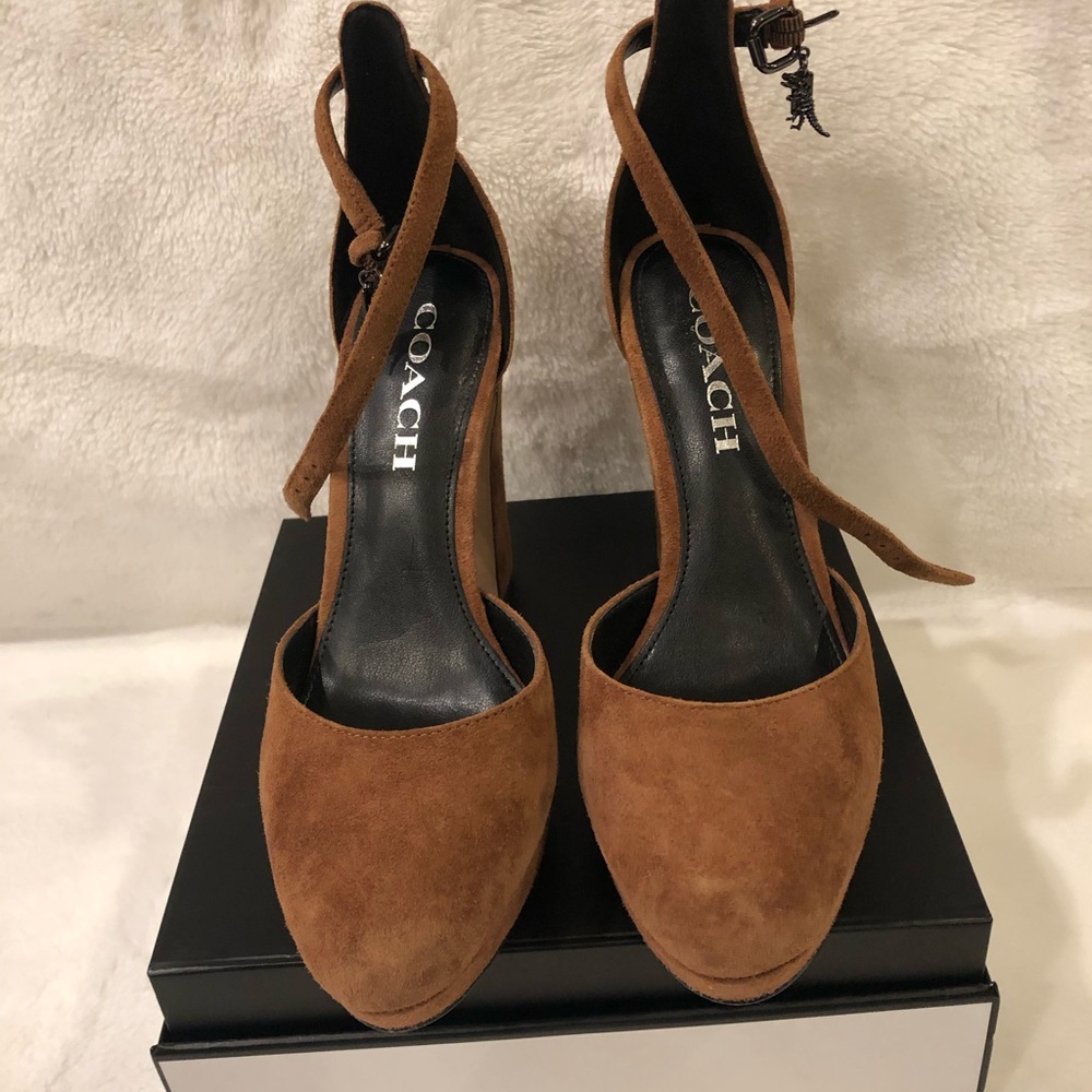 Coach brown suede heels